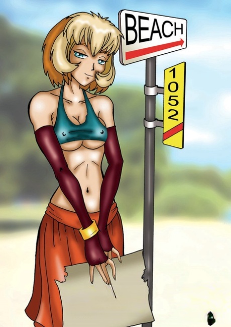Cartoon tranny hitchhiker pulls out her cock and gets fucked outdoors