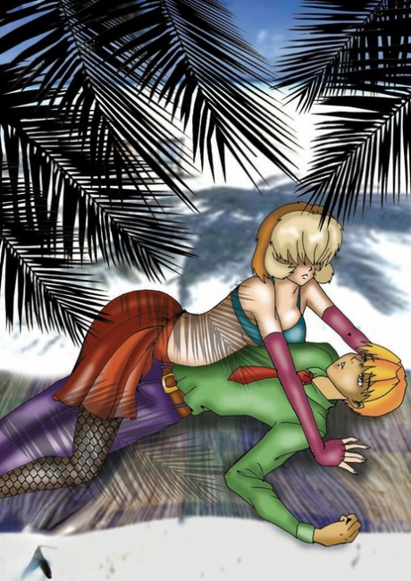 Cartoon tranny hitchhiker pulls out her cock and gets fucked outdoors