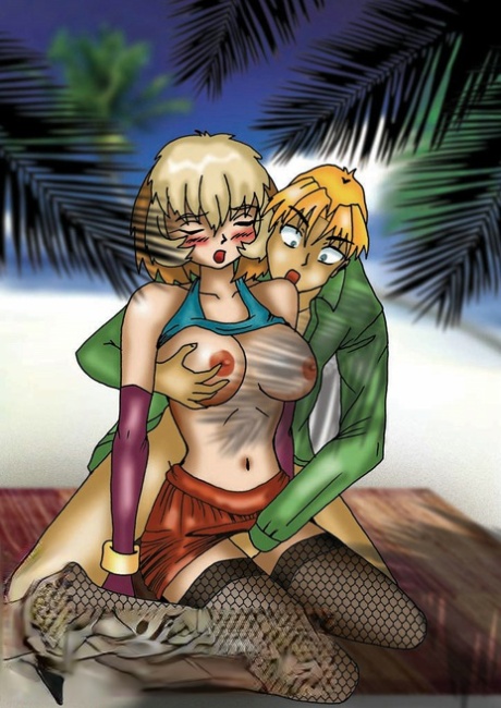 Cartoon tranny hitchhiker pulls out her cock and gets fucked outdoors