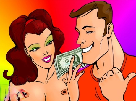 Cartoon shemale stripper meets a fan behind the stage & has anal sex with him