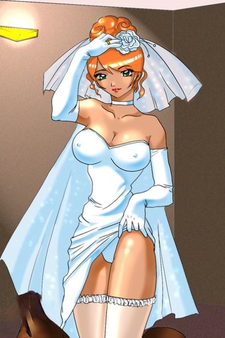 Anime shemale bride & her hung man analize each other until they both cum
