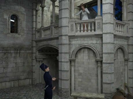 Anime shemale princess gets fucked in the ass in front of her castle