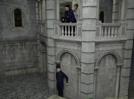 Anime shemale princess gets fucked in the ass in front of her castle