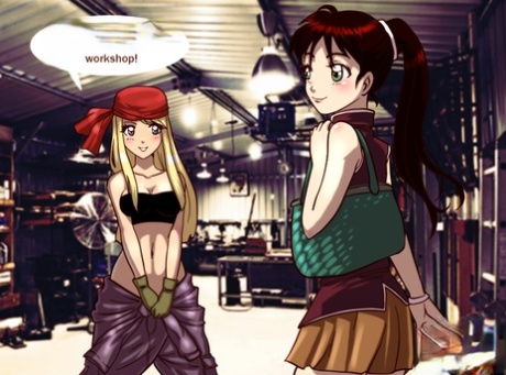 Anime bombshell gets tricked and ass fucked by her shemale mechanic