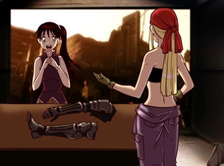 Anime bombshell gets tricked and ass fucked by her shemale mechanic