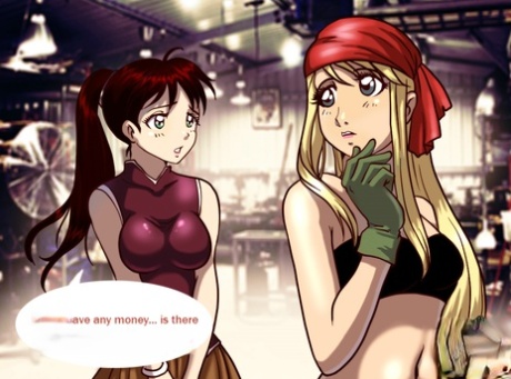 Anime bombshell gets tricked and ass fucked by her shemale mechanic