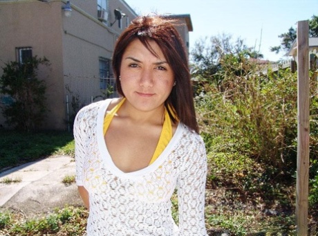 Cute Latina girl Vivi gets her natural tits sprayed with a warm load