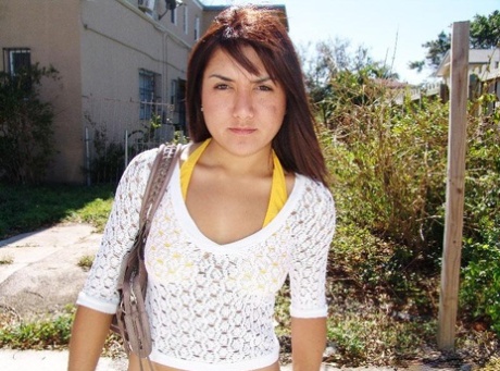 Cute Latina girl Vivi gets her natural tits sprayed with a warm load